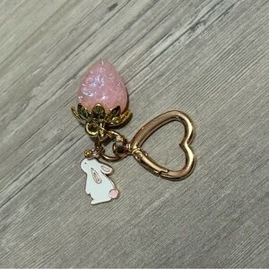 Pink Crystal Heart Keychain